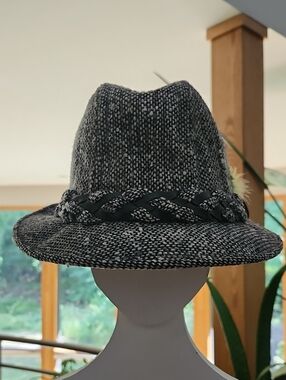 Stetson Black and Gray Braided-Trim Fedora Hat